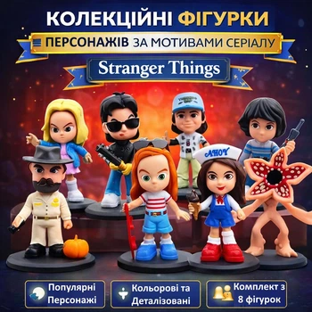 Набор коллекционных фигурок Stranger Things Очень странные Дела 8 шт – фигурки персонажей сериала, игрушки для детей и фанатов, декоративные мини-фигурки