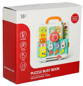 Сенсорна маніпуляційна дошка Ikonka Montessori Валіза з ручками Ведмедик XXL Світло Звук (KX3203) (5903039765290)