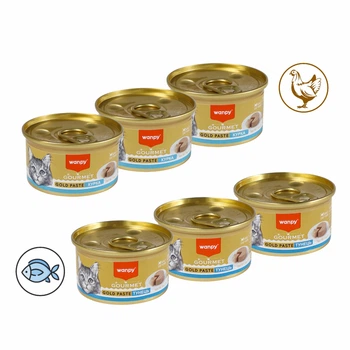 Набор влажного корма Wanpy Gourmet Gold Paste - для кошек, ассорти рыба/курица, 6шт *85 г (6927749853336/nabir)
