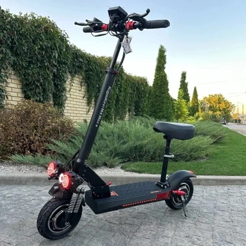 Электросамокат KUGOO M4 Max+ Plus NFC Key 2000W (Dual Motor) 23Ah с сиденьем, полный привод, складной, до 60–65 км/ч, запас хода до 70 км, 10" колёса, амортизация, дисковые тормоза, LED подсветка, LCD дисплей, NFC ключ чорный