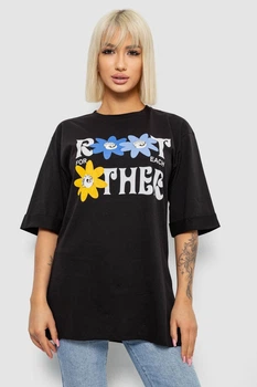 Футболка женская с принтом черный 244R2803 AGER L-XL