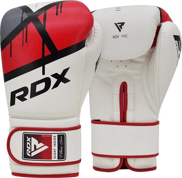 Перчатки боксерские RDX Boxing Gloves BGR-F7 BGR-F7R 14 унций Белые с красным (5054421995501)