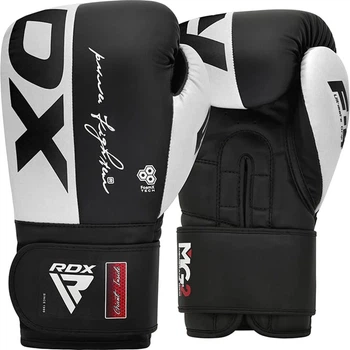 Перчатки боксерские RDX Boxing Gloves Rex F4 BGR-F4B 14 унций Черные с белым (5054421881880)