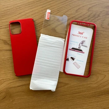 Чохол Full Cover 360° для Apple iPhone 12/12 Pro зі склом, червоний