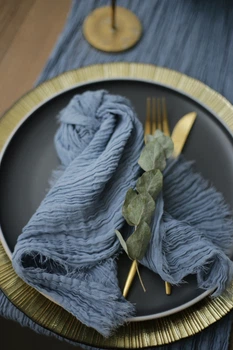Салфетка с плотной марли для декора стола VTILENE, Dusty blue, 35х35 см