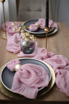 Дорожка на стол из марли ручного окрашивания VTILENE, Vintage mauve, 60 см, 1 м