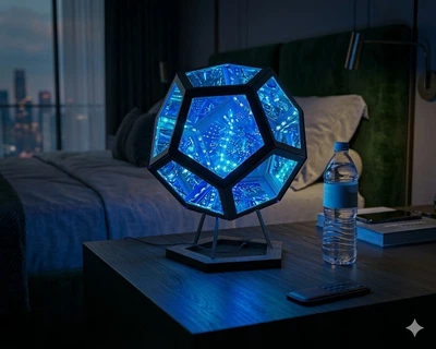Нічник Infinity LED 7 кольорів у формі додекаедр світильник