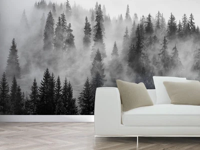 Фотообои флизелиновые Print-walls черно-белый лес 0210 100×100 см (Ш×В)