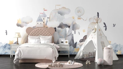 Фотообои флизелиновые Print-walls Замок в облаках 0844 300×250 см (Ш×В)