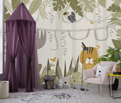 Фотообои флизелиновые Print-walls зверушки в джунглях 010 400×250 см (Ш×В)