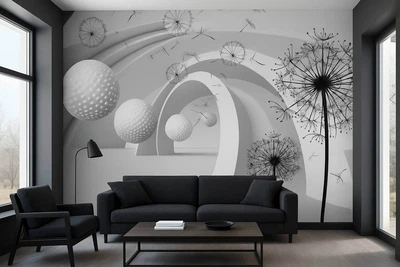Фотообои флизелиновые Print-walls 3D пушистые одуванчики 0168 300×200 см (Ш×В)