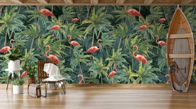 Фотообои флизелиновые Print-walls пальмы и фламинго 087 300×200 см (Ш×В)