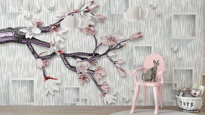 Фотообои флизелиновые Print-walls 3D цветение сакуры 0324 300×200 см (Ш×В)