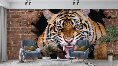 Фотошпалери флізелінові Print-walls 3D тигр 078 100×100 см (Ш×В)