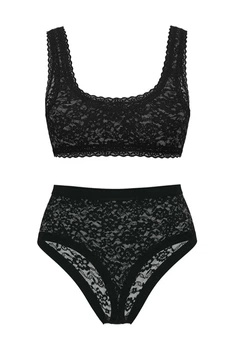 Комплект белья: бюстгальтер с мягкой чашкой и трусики стринг Victoria's Secret 40(XS) Черный (138495)