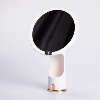 Настільне косметичне дзеркало Yiwu HP-10-1 з LED підсвічуванням USB 18.5х29 см для макіяжу гримерне дзеркальце з підсвіткою для макіяжу туалетне дзеркало з освітленням для косметолога (HP-10-1AW)