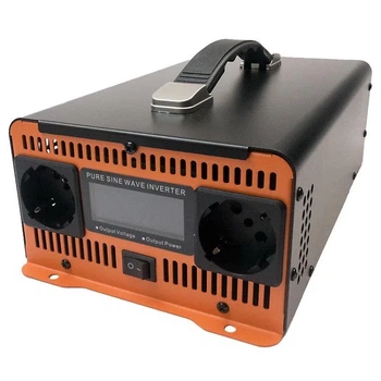 Інвертор перетворювач Чистий синус Houli 3000W 12V-220 для котла, насоса, холодильника, TV (2 Розетки)