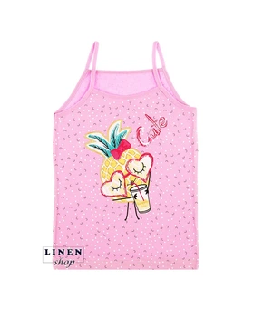 Лилово-розовая майка на тонких бретелях с ананасом на девочку 2-3года 98-104см Donella 43972NA