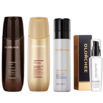 Набір для живлення волосся Olorchee: Шампунь Olorchee Nourishing Moisture 300 мл + Кондиціонер Olorchee Nutrient Nourishing 300мл + Спрей-сироватка Olorchee Miracle 220мл + Олія-сироватка Olorchee Miracle Macadamia 50мл