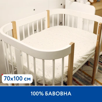 Простынь на резинке Piccolino Sweet Dreams, 70х100 см, поплин, цвет белый с серым (202507.06.2)