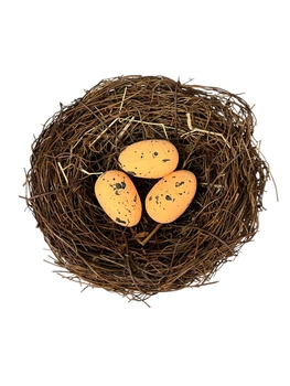 Гніздо з яйцями для великоднього декору 10 см помаранчеве (С0129)