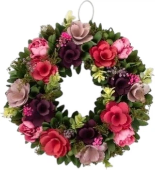Вінок Homla Lorie з рожевими квітами 34 × 34 × 8 см (5906496736445)