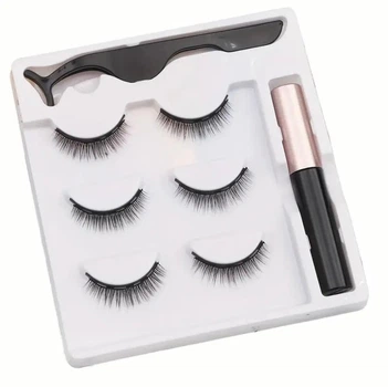 Магнітні вії Eyelash set 01 класичний ефект з магнітною підводкою і пінцетом, 3 пари