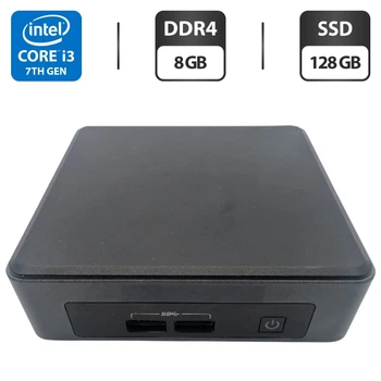 Неттоп Intel NUC (NUC7I3DNK) USFF / Intel Core i3-7100U (2 (4) ядра по 2,4 ГГц) / 8 ГБ DDR4 / 128 ГБ SSD / Intel HD Graphics 620 / Wi-Fi / Bluetooth / Блок питания б/у