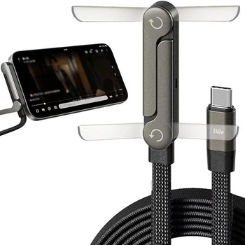 Кабель Type-C для смартфонів Apple iPhone 15-17 та Android, з підставкою для телефону, швидка зарядка 240W, 1.5 м