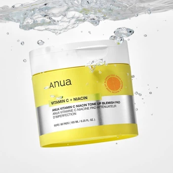Тонер пады с витамином С и ниацинамидом ANUA Vitamin C Niacin Tone Up Blemish Pad для осветления кожи и от пигментации, 60 шт