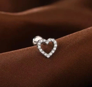 Лабрет "Сердце" для уха Asteel L036601 медицинская сталь 8 мм