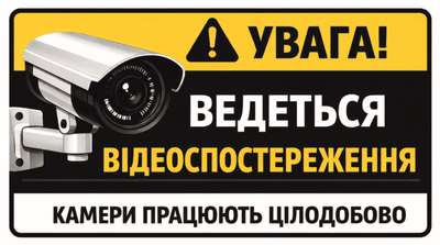Наклейка “Ведется видеонаблюдение” 16×9 см, УФ печать, виниловая пленка