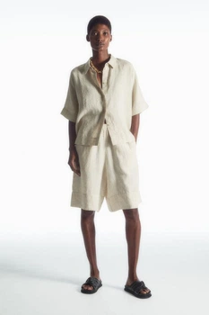 Шорти жіночі COS elasticated linen shorts 12089080012 34 Бежевий