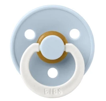 Соска пустушка BIBS 0-6 m Colour Latex Round (круглая) – Baby Blue GLOW (светится в темноте)
