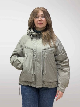Демисезонная женская куртка Mishele 4099-1 оливковая с капюшоном, 46,Оливка