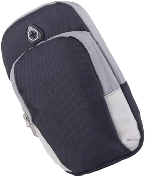 Сумка на руку с двумя карманами 17 х 8 см черный с серым