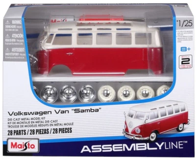 Model do składania Maisto Volkswagen T1 Samba Minibus 1962 1:25 Biało-czerwony MST39956 (090159399568)