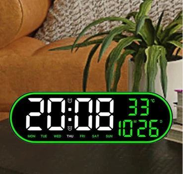 Великі настінні LED годинники CRONY 8021 38 см з пультом, електронні цифрові годинники з температурою, датою і будильником, настінні або настільні годинники з великими цифрами
