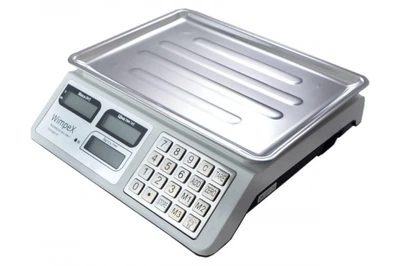 Торгові електронні ваги Wimpex WX-5004 до 50 кг, лічильник ціни, платформа з нержавіючої сталі 23×34.5 см, акумуляторні ваги для магазину, ринку та торгівлі