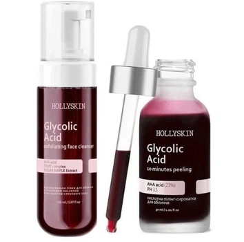 Набор для лица Hollyskin Glycolic Acid пенка, кислотный пилинг с гликолевой кислотой