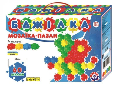 Мозаика паззлы Технок Пчёлка крупная (60 мм), 60 деталей, 4 цвета 2995
