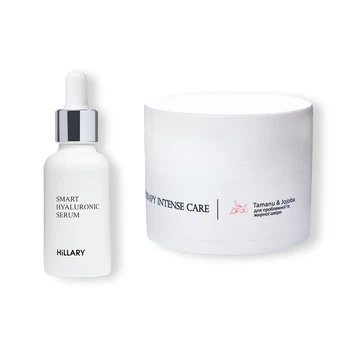 Гиалуроновая сыворотка Smart Hyaluronic + Крем для жирной проблемной кожи Tamanu Jojoba набор для увлажнения и регулирования себума. (652182)