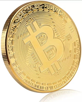 BTC Сувенірна монета Біткоїн Bitcoin без капсули колір: золото
