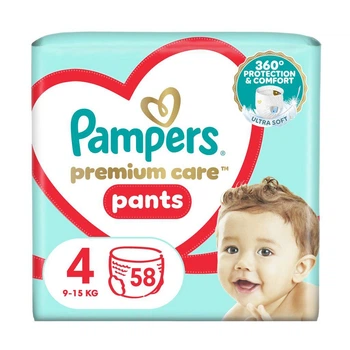 Детские подгузники-трусики Pampers Premium Care Pants размер 4 (9-15 кг) 58 шт