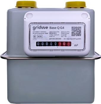 Счётчик газа мембранный GridWe BaseQ G4, 110 мм, DN 20 мм (G 3/4"), направление потока — справа налево.