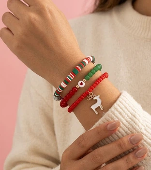 Набір новорічних браслетів з підвіскою олень "Festive Christmas" Honey Fashion Accessories різнокольоровий (120277)