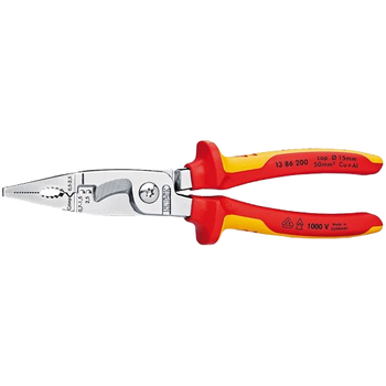 Багатофункціональні кліщі KNIPEX 13 86 200 для обжиму та зняття ізоляції кабелів Червоний