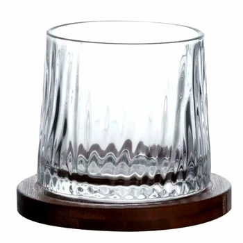 Стакан для віскі 300мл з підставкою, що обертається з бамбука Jiga Rotating Rocks glass