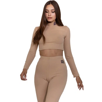 Топ с длинным рукавом в рубчик Totalfit T422 S Бежевый (06399730)