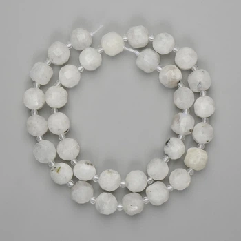 Бусины адуляр гранёные кубики 9х9 мм, бисер 3 мм, длина 40 см, на нитке, ida71176